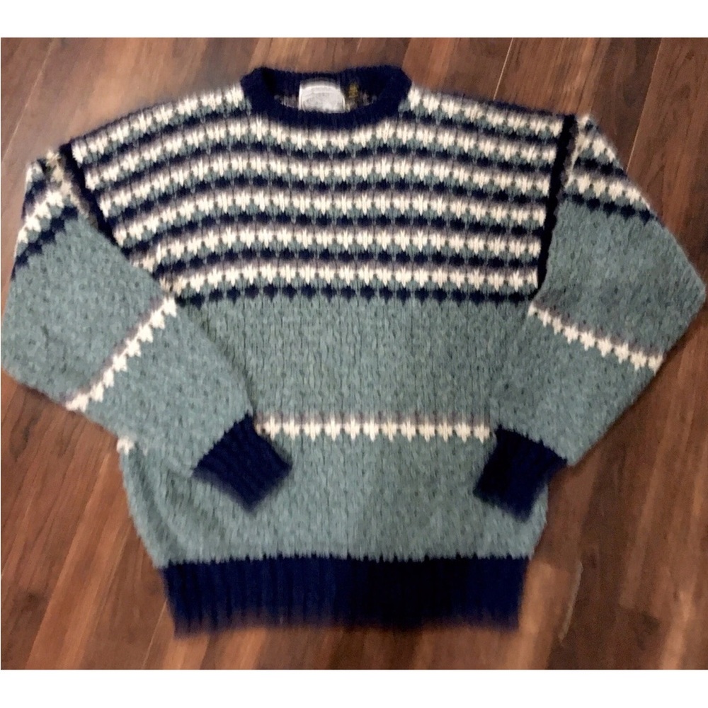 VTG. Donegal ll James Burns Hand Loomed Linen Blend Striped Sweater Ireland